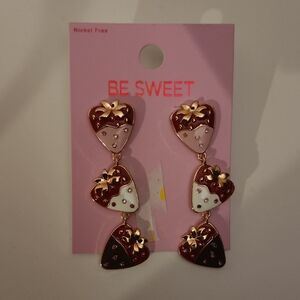 Gold and Brown Heart Earrings